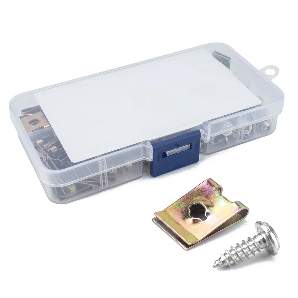 160 قطعة مشبك الربيع على شكل حرف U دراجة نارية هدية لوحة الذاتي التنصت المنغنيز الصلب U الجوز السحابات لسلك الوفير #5