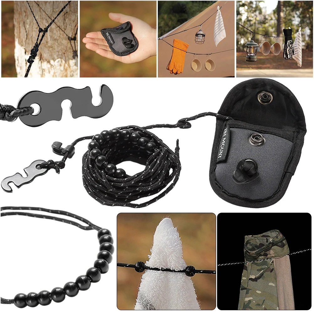 

Эластичная веревка для сушки белья 3M с 12 зажимами для кемпинга, путешествий, круизов и отелей