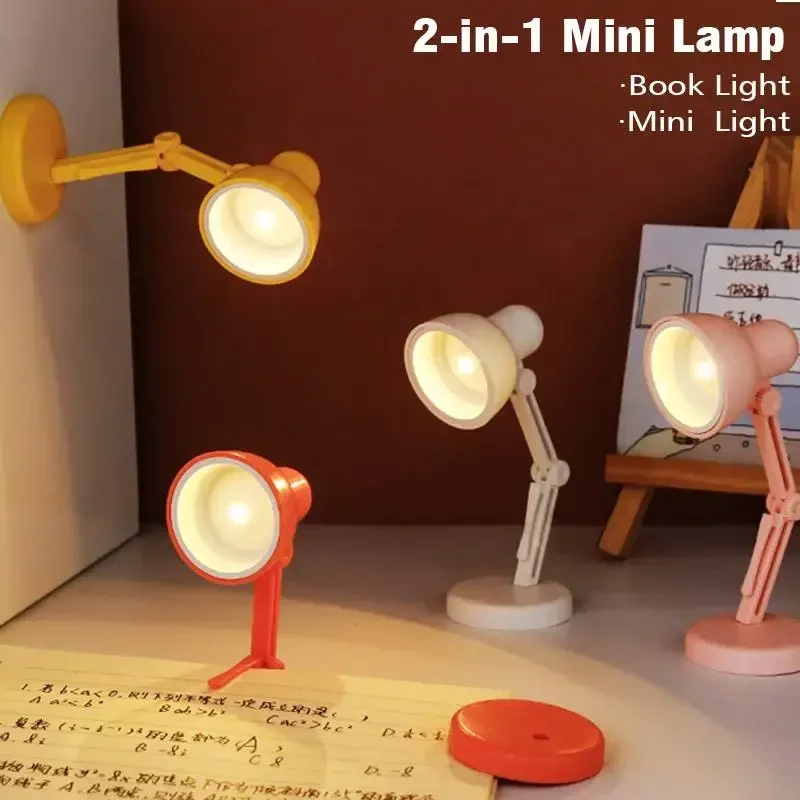 

1PC LED Mini Book Light Reading Light Mini Clip-On Study Desk Lamp Battery Powered Flexible Bedside Table Lamp Lighting Lamps