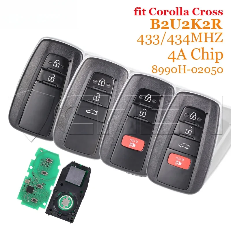 

Дистанционный ключ B2U2K2R 433/434 МГц для Toyota Corolla Cross 2019 2020 2021 2022 4A чип автомобильный смарт-брелок 8990H-02050 аккумулятор 2/3/4 коробка