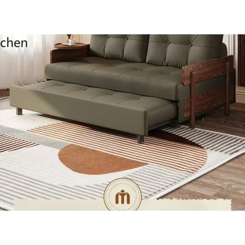 DSA furniture folding leather sofa bed retractable small apartment double sitting and lying multifunctional new style