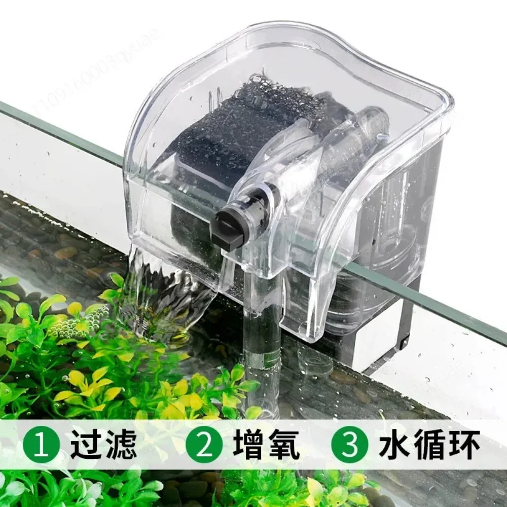 for Fish Tank Filter 3 in 1 Submersible Pump Waterfall Filter Small Water Purifier Silent Oil Removal Membrane Aquarium