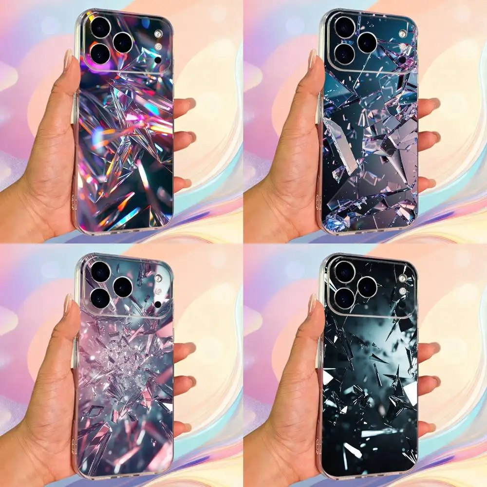 

Colorful Art Broken Glass Phone Case For iPhone 14,13,12,11,17,16,15,Pro,Max,Plus,X,XS,XR,SE,Mini Transparent Soft Cover