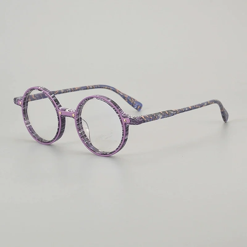 Belight مصمم بصري ملون خلات خمر شكل دائري اليدوية خلات الرجعية النظارات إطار وصفة طبية عدسة 222GP