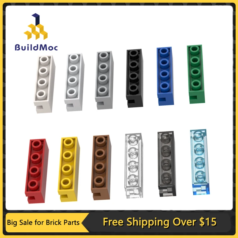 10Pcs MOC Parts 2653 Brick Special 1 x 4 with Groove Compatible DIY Assmble Building Blocks Particle Kid Brain Puzzle Toy Gift