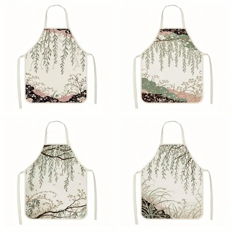 

Willow Pattern Aprons Linen apron, suitable for kitchen cooking, parent-child interaction, painting and other scenarios