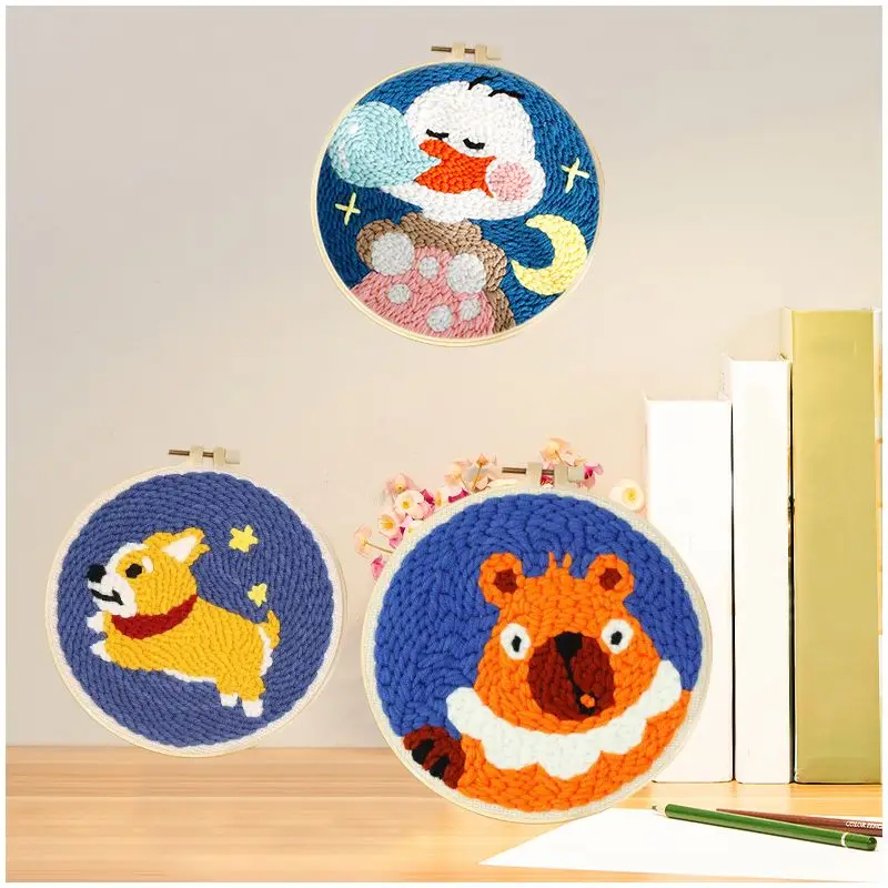 

RUOPOTY Стартовые наборы для перфораторов, набор для вышивания игл из мягкой пряжи, легкая вышивка, рукоделие, шерсть, домашний декор