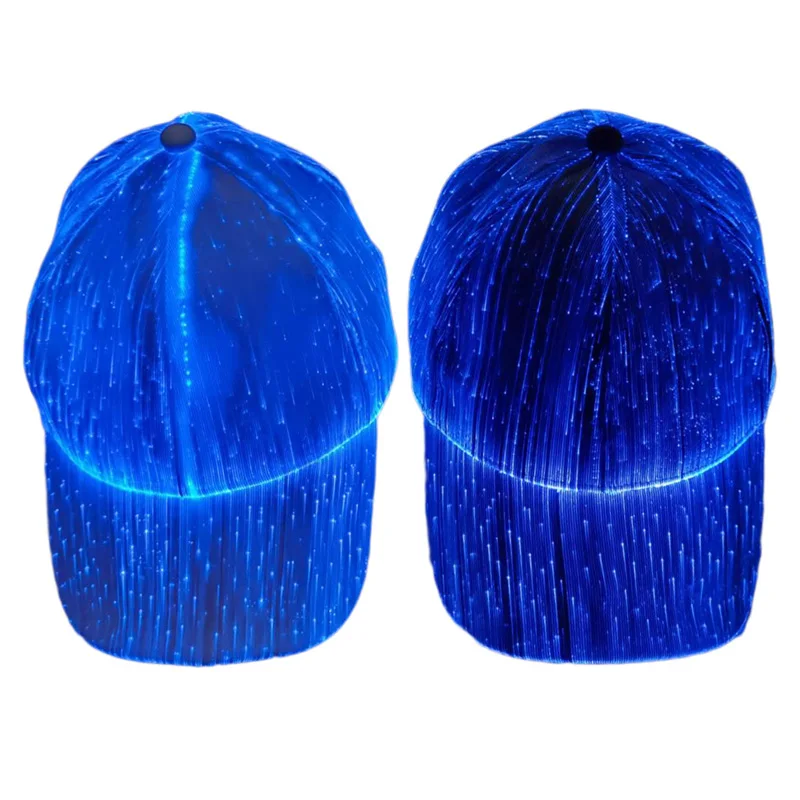 LED Neon Fiber Optic Hat Luminous Changing Color Baseball Cap Bar Props Hiphop Hat With Lights Costume