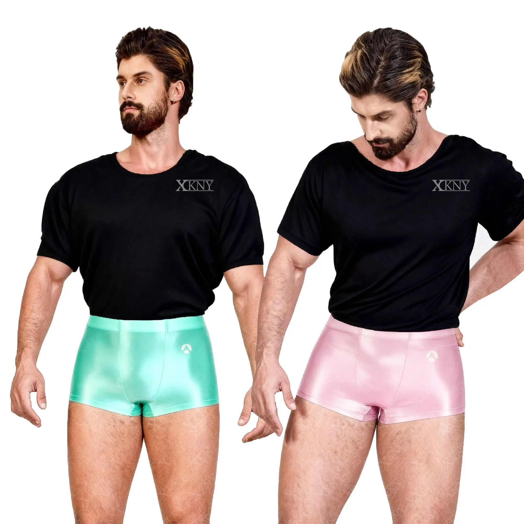 

AMORESY glossy thin men's boxer shorts oily underwear Silk High elasticity man boxer XClocKNYoung satin glossy underwear