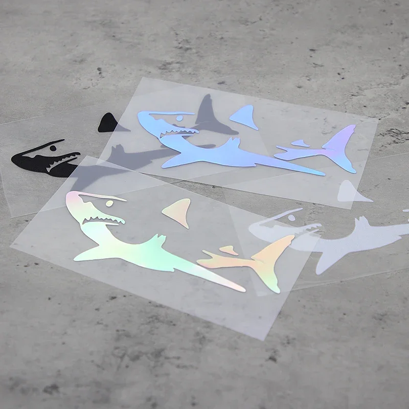 1PC Holographic Shark Auto Moto Sticker, Marine Themed Design Decal for Car Motorcycle, Exterior Customization Accessory