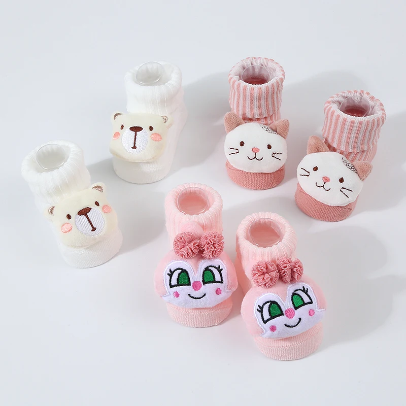 Cute Newborn 3D Cartoon Doll Socks Spring Autumn New Baby Soft Cotton Sock For Girls Boys White Infant Knitting Socks