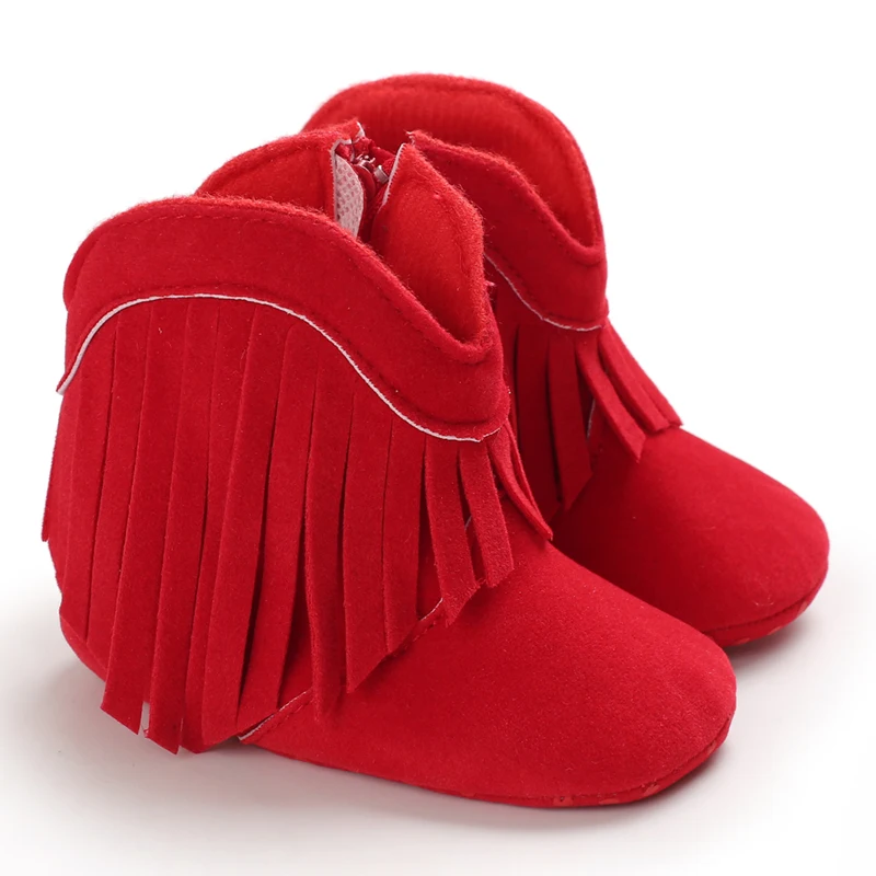 

Autumn And Winter New Baby Shoes Fringed Boots Soft Sole Anti Slip 0-1 Year Old Baby Girl's Short Boots Fashionable