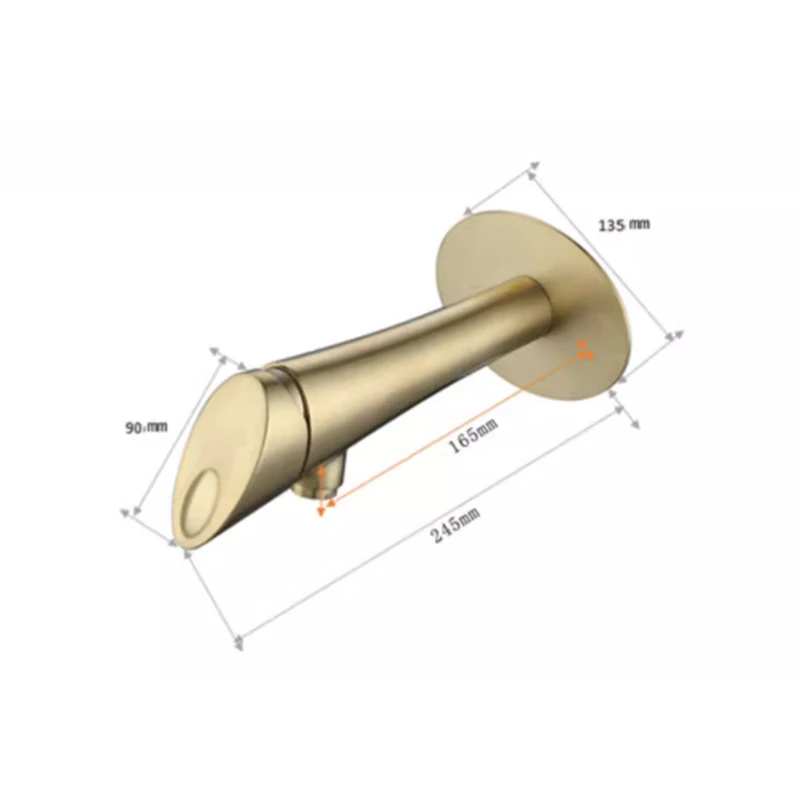 Wall Mounted Sink Faucet Single Hole Single Handle Vessel Faucet Hot and Cold Mixing Faucet Lavatory Vanity Faucet Gold