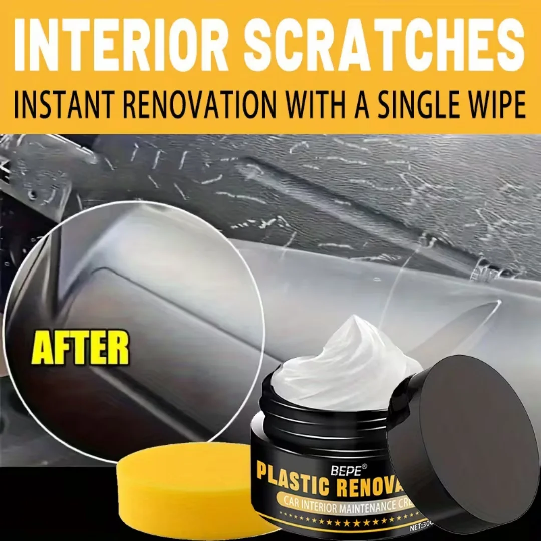 Plastic & Leather Renovation Cream - No Greasy Formula, Restores Radiance & Prevents Aging for Car Interior Surfaces