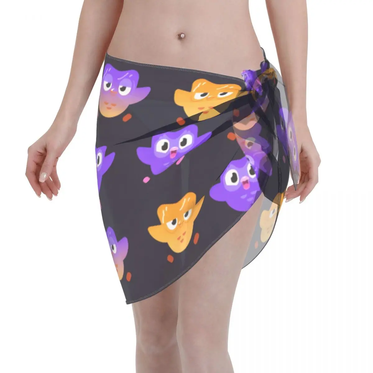 

Custom The Green Owl D-Duolingos Cute Bikini Cover up Wrap Hot See-Through Bikini Short Skirt Chiffon Scarf Women Beach dress
