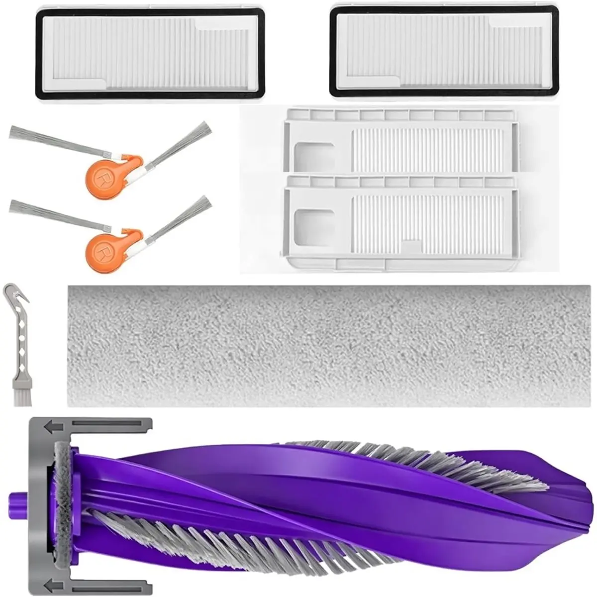 [For Dropshipper]9 Packs Accessories Kit for 2 Robot Vacuum Cleaner Replacement Main Side Roller Brush Hepa Filters Dust Bin