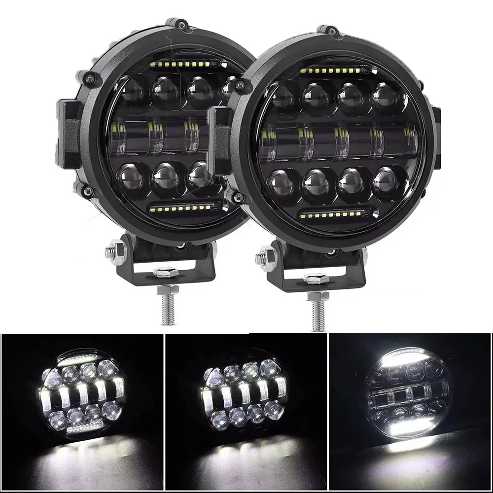 2PC 150W 7Inch Round LED Work Light Aluminum Alloy Spotlight Driving Fog Lamp Off Road Lighting For 4x4 Car Pick Up Truck ATV