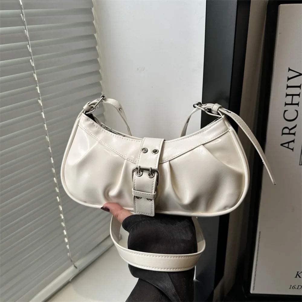 

Retro Designer Buckle Armpit Bag Pu Leather Gothic Y2k Shoulder Bag Cross Body Vintage Spicy Girl Handbag Women