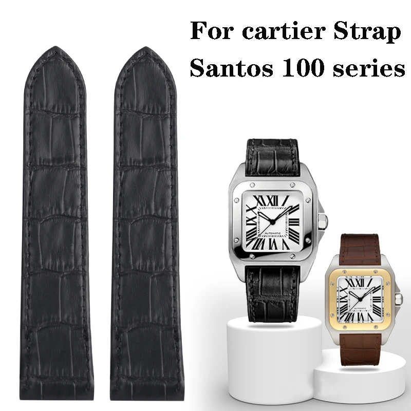 

Watch accessories Leather watch strap suitable for Cartier Santos 100 men's and women's Genuine leather 20mm 23mm Watchbands