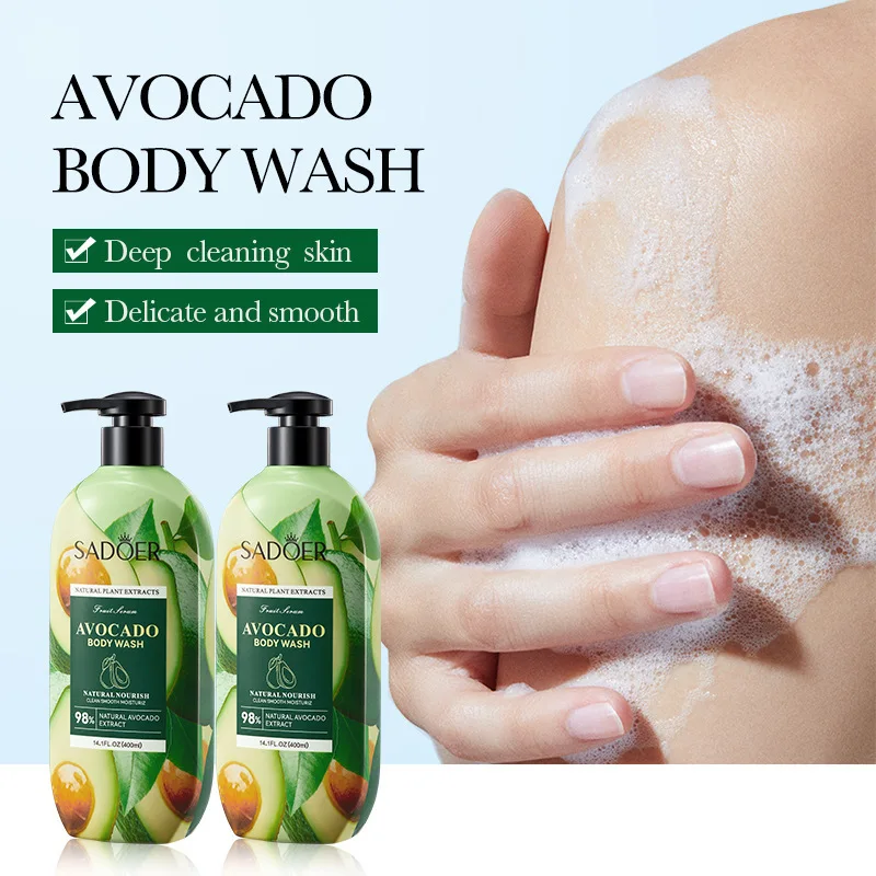 Fruit Body Wash 400ml Coconut Cleansing Avocado Body Wash Rich Foam Body Cleansers Deep Cleaning Skin