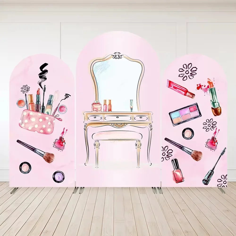 

Mehofond Spa Party Arch Cover Backdrop Pink Beauty Makeup Girls Princess Sweet Birthday Party Decoration Chiara Background Wall