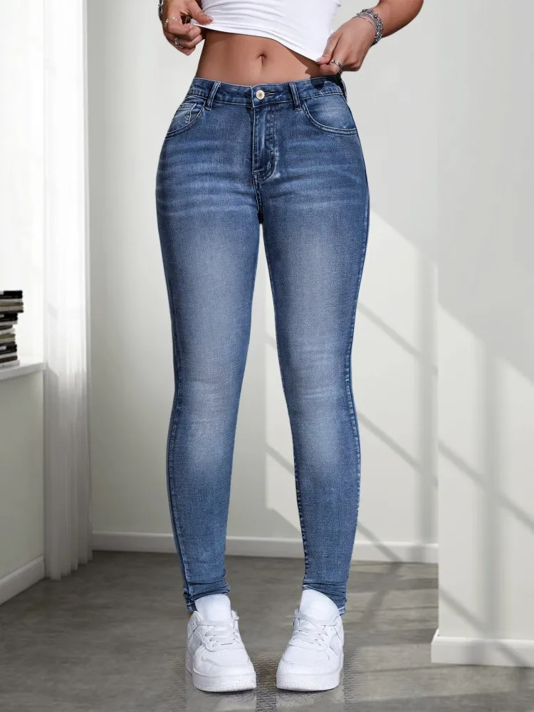 

Nostalgic blue elastic leggings jeans
