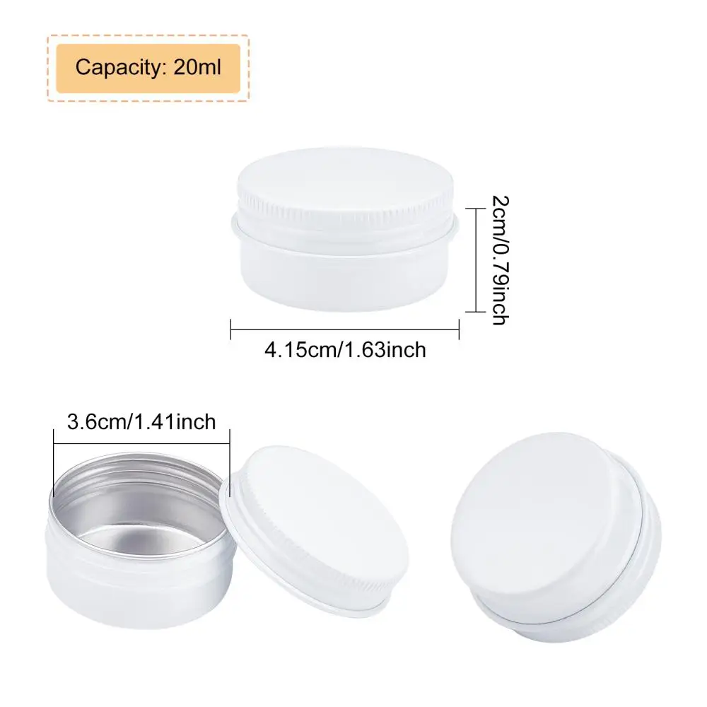 24PCS Round Aluminium Tin Cans Aluminium Jar Storage Containers for Cosmetic Candles Candies with Screw Top Lid White 20ml