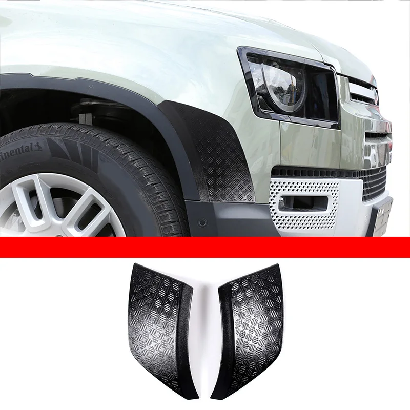 

For Land Rover Defender 90 110 2020 2021 2022 2023 2Pcs Glossy Black Car Front Bumper Side Anti-scratch Plate Accessories