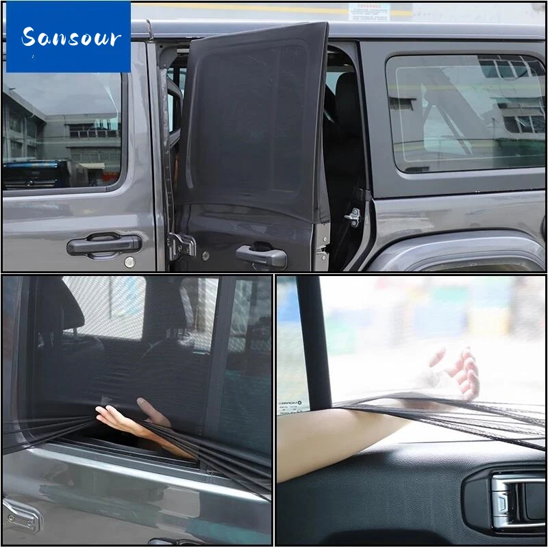 Car Curtain Anti-UV Sun Block Visor Cover Front Rear Window Sunshade Cover Insect Net for Jeep Wrangler TJ JK JL JT for Jimny