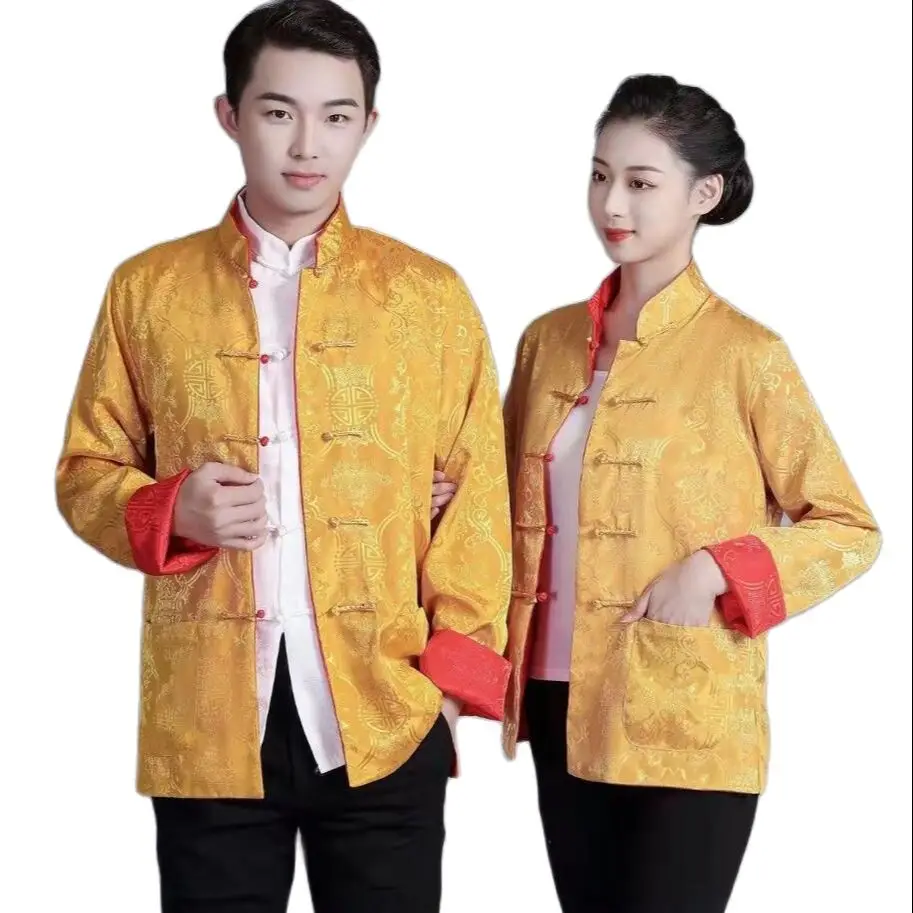 

Men Women Tang Suit Chinese Shirt Style Jacket Collar Traditional Chinese Clothing Silk Kungfu Cheongsam Hanfu Men Both Sides