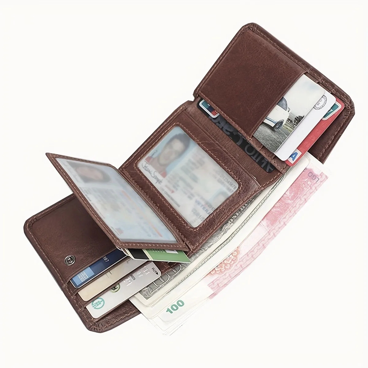 Vintage Genuine Leather Rfid Wallets For Men Multi Function ID Credit Card Holder Money Bag  To men's coin purse