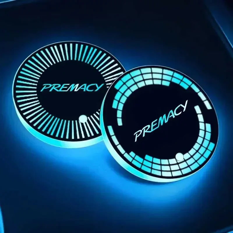 متعدد الألوان سيارة كوستر ضوء لمازدا بريماسي شعار LED السيارات كأس الماء حامل حصيرة المحيطة مصباح الملحقات الداخلية #3