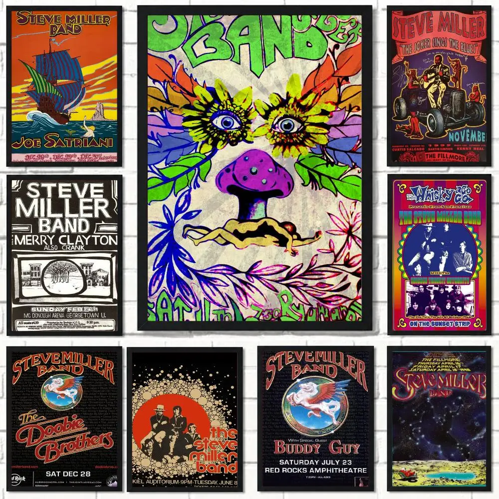 band S-Steve Miller Band-D Poster Self Adhesive Wall Decor for Modern Home Cafe Office and Bar