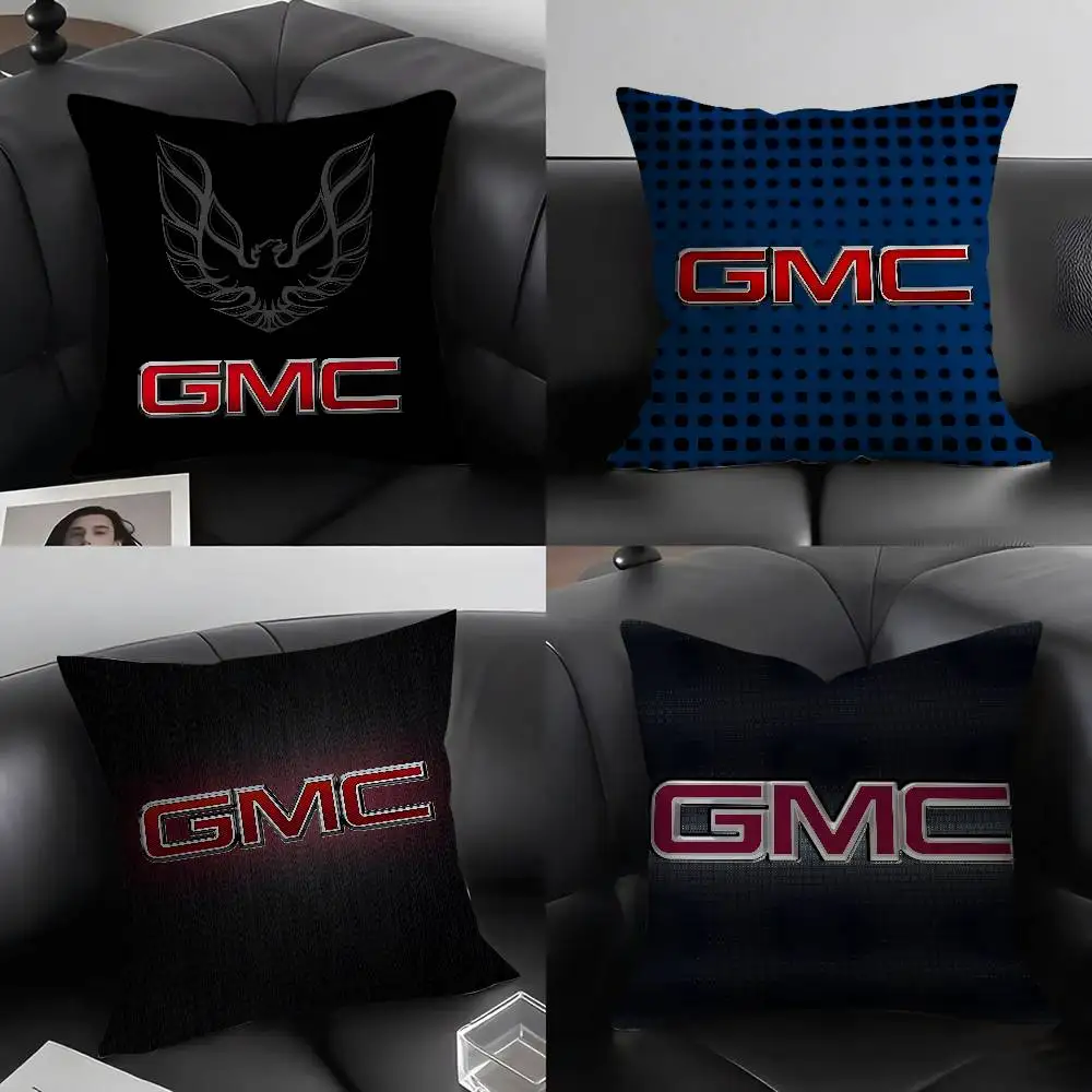 

Fashion Car Logo G-GMCS Pillow Case Soft Plush Fabric Double Sided Print Decorative Home Living Room Gift Cushion