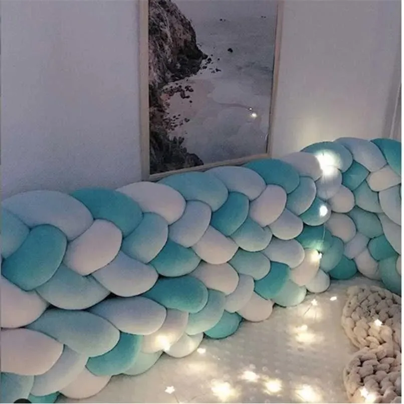 

4 Knotted 1M/2M/3M Baby Bed Bumper Braided Crib Bumper Cotton Knot Pillow Crib Protector Baby Decoration Room