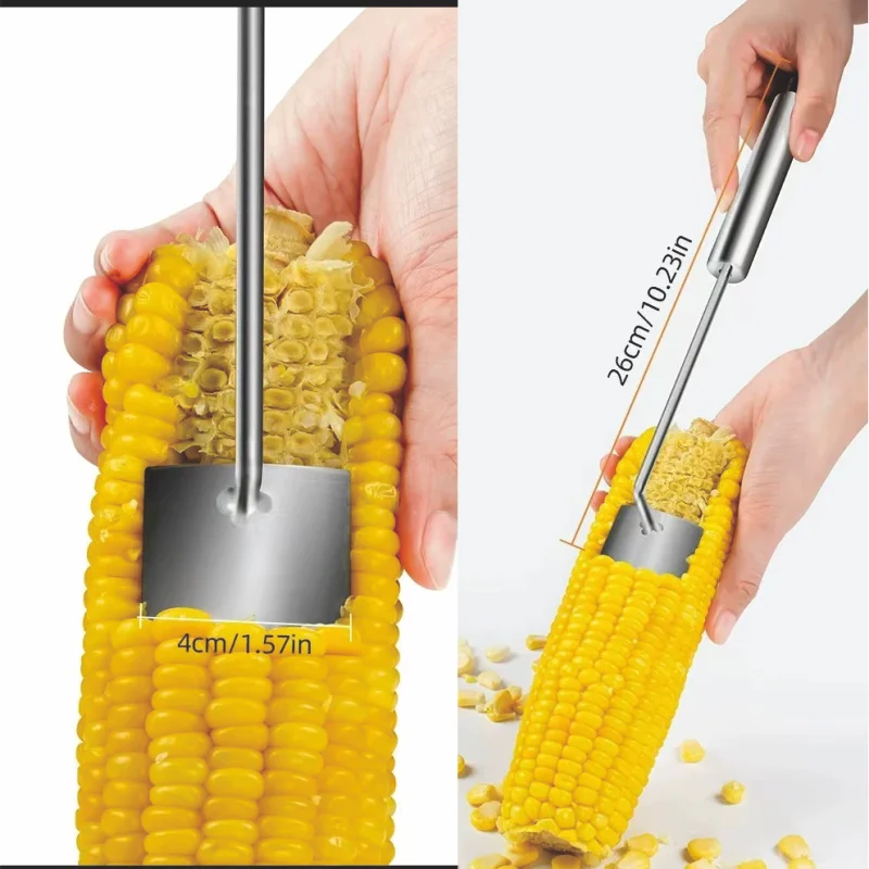 

New Cob Remover Corn Husking Tools Stainless Steel Kitchen Corn Shovel And Threshing Handle Peeler Kitchen Tools