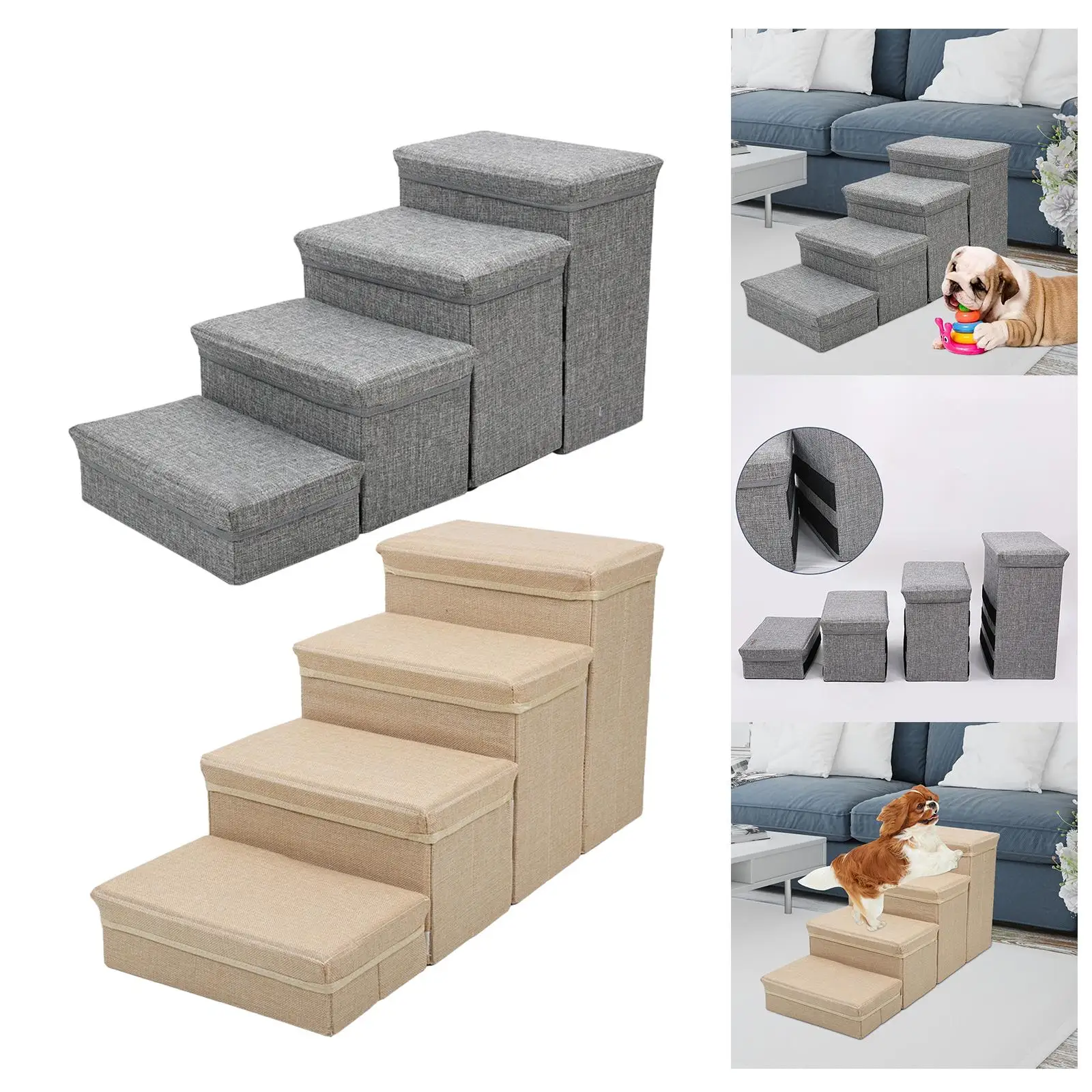 Dog Stairs Ladder Pet Supplies 4 Steps Dog Ramp for High Bed Puppy Toy Storage Box Dogs Steps Dog Climbing Ladder Dogs Pet