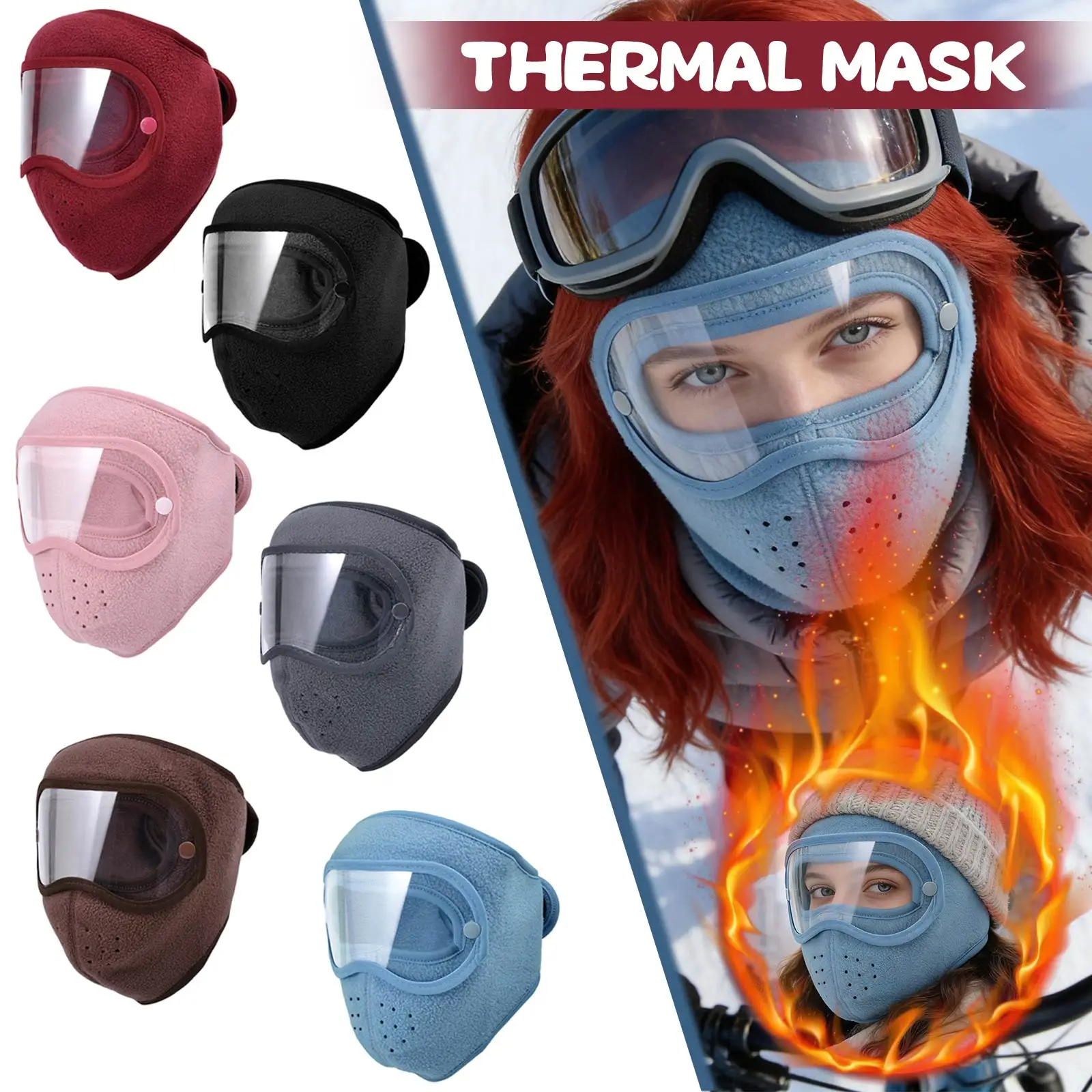 

Unisex Autumn and Winter Fashion Solid Color Face Mask Outdoor Sports Biking Windproof Warm High-definition Anti-fog Mask