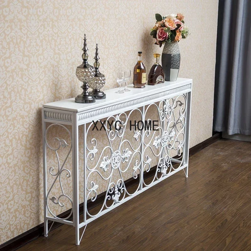 European Wrought Iron Console Tables Decoration Desk Modern Living Room Furniture Entrance Console Home Corridor Wall Shelf Z