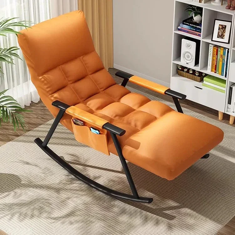 Luxury leisure lazy sofa chair, durable iron frame, genuine leather fabric, school apartment, gym, villa use