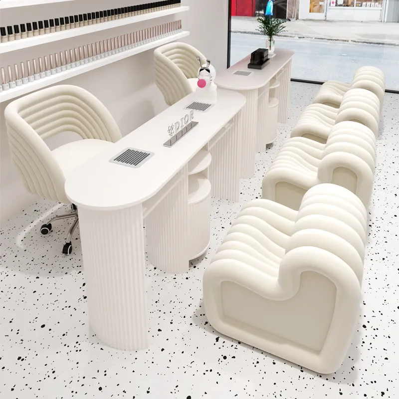 

Итальянский маникюрный стол в кремовом стиле, современный дизайн, многофункциональный, с встроенным пылесосом, мебель для салонов красоты FYNT