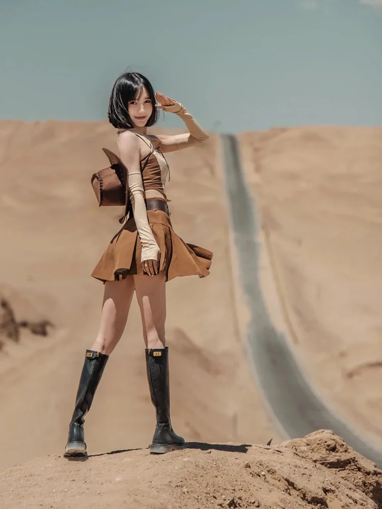 Travel Photoaphy Desert Sle ort Skirt Western Cowboy Chic f-length A-line Vintage Poly Blend Fabric Ladies Skirt