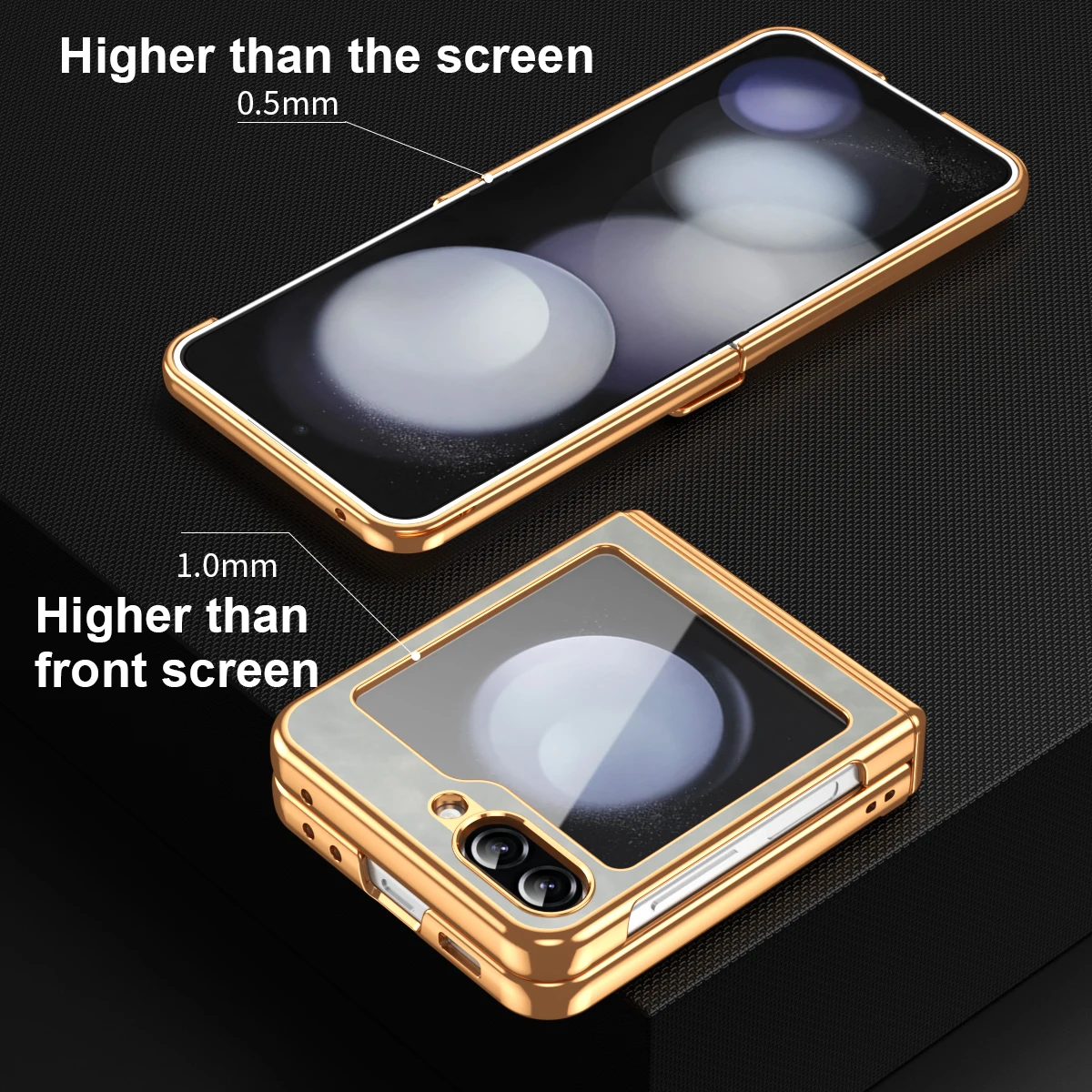 For Samsung Galaxy Z Flip 6 5 4 3 Case Luxury Electroplating Skin Friendly Matte Leather Fold Hinge Shockproof Protection Cover
