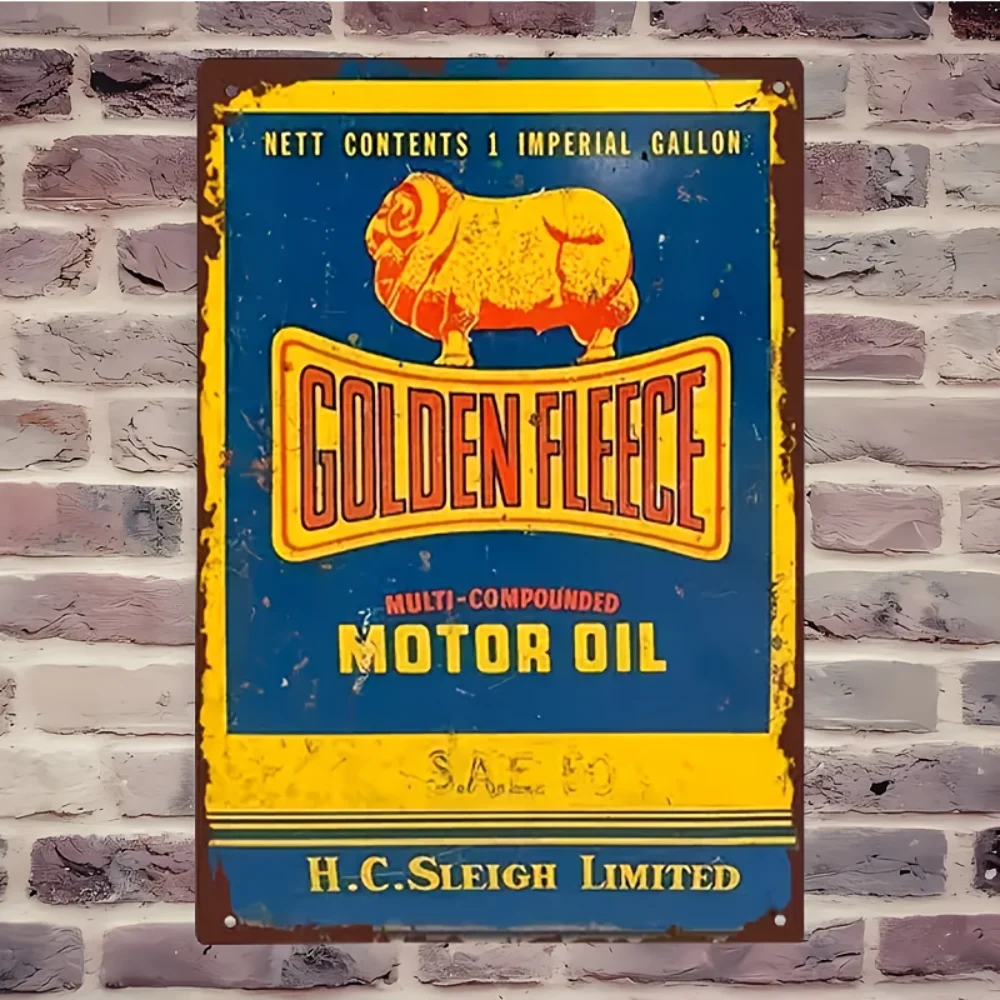 Golden Fleece Blechschild Retro Flacheisen-Dekoration Vorgebohrte Löcher für den Außenbereich Metallplakette für Garage, Bar & Männerhöhle Interieur