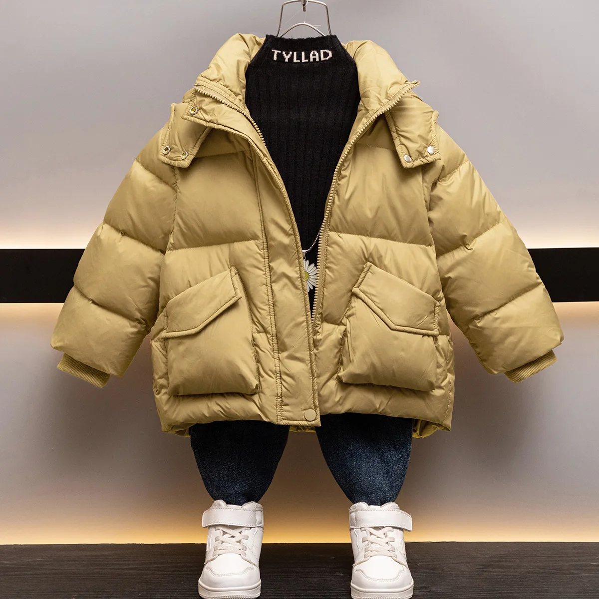 

Boys Cotton Clothes 2025 Autumn and Winter New Childrens Clothing Korean Style Boys Thickened Handsome Down Cotton Clothes