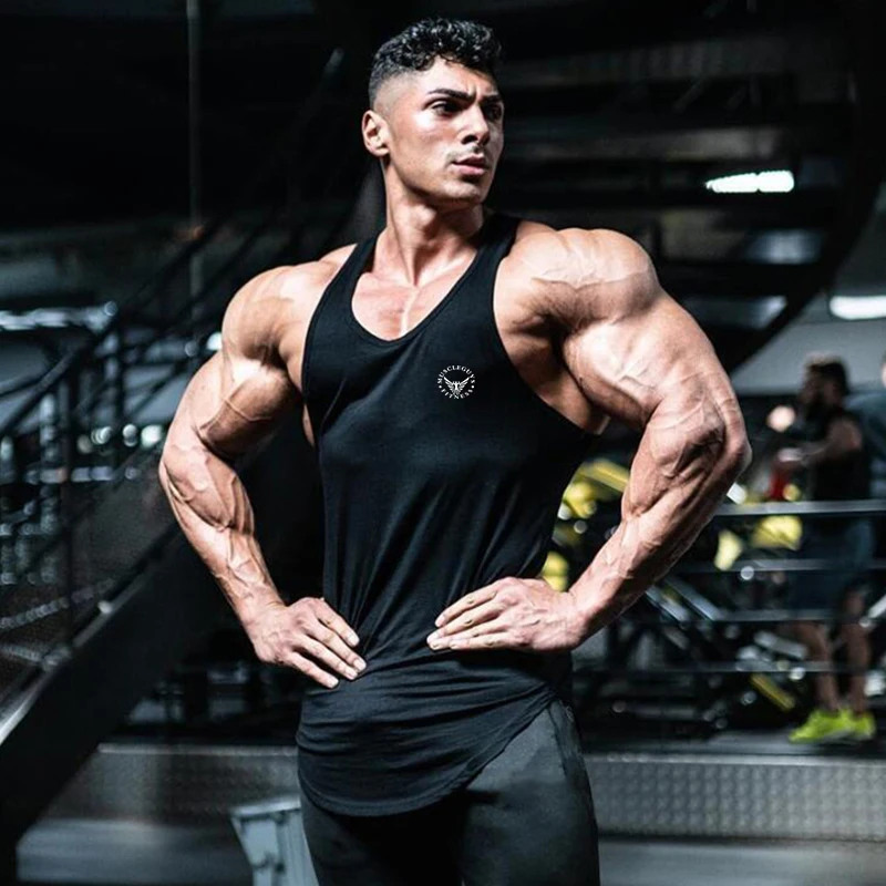 Men's Cotton Fitness Crew neck Tank Top Summer Casual Gym Wear Moisture running vest Wicking Breathable Cool Rounded Hem Singlet