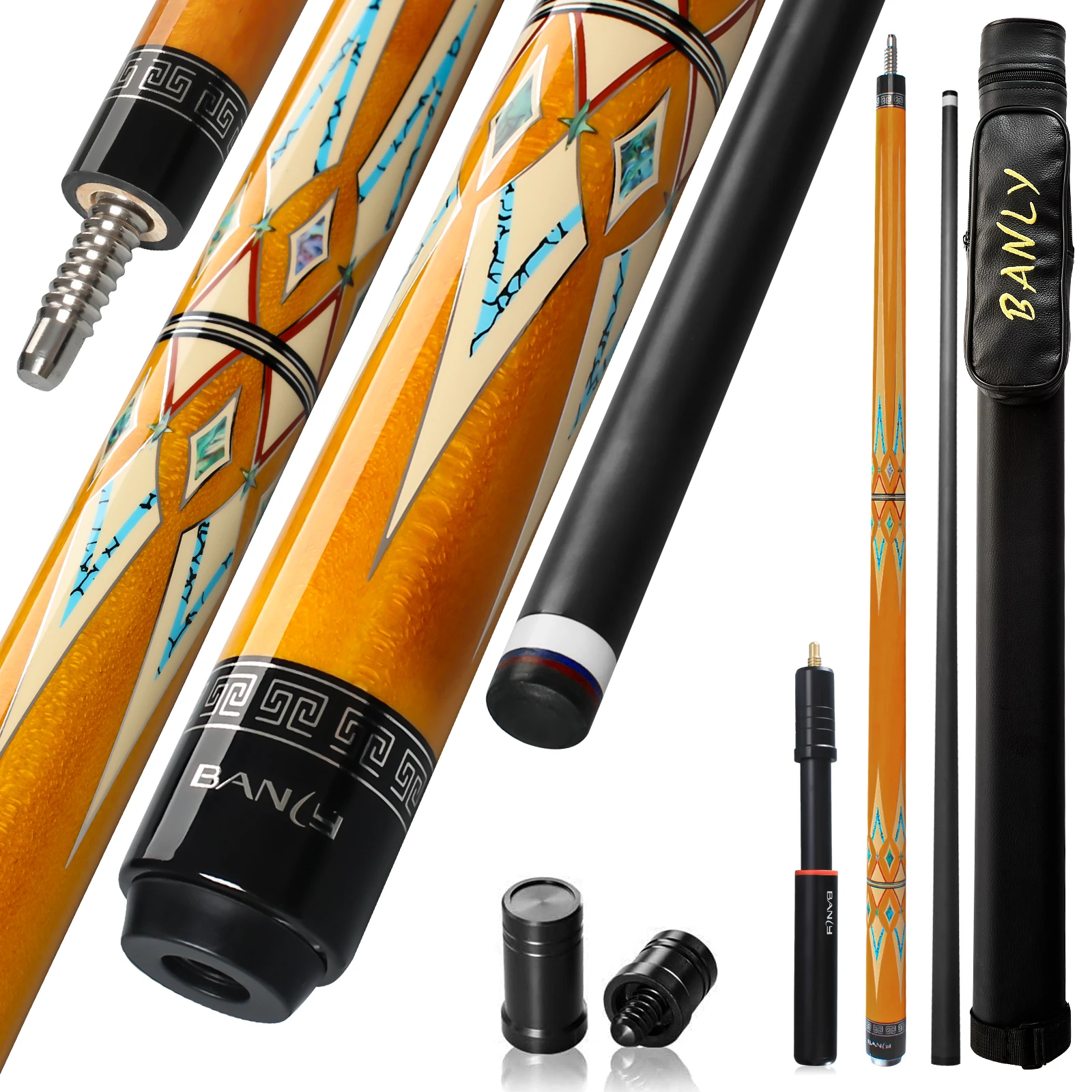 BANLY MK Series 58 Inch Carbon Fiber Pool Cue Stick Set for Adults,12.5mm Tip XTC Ferrule Low Deflection Billiard Cue