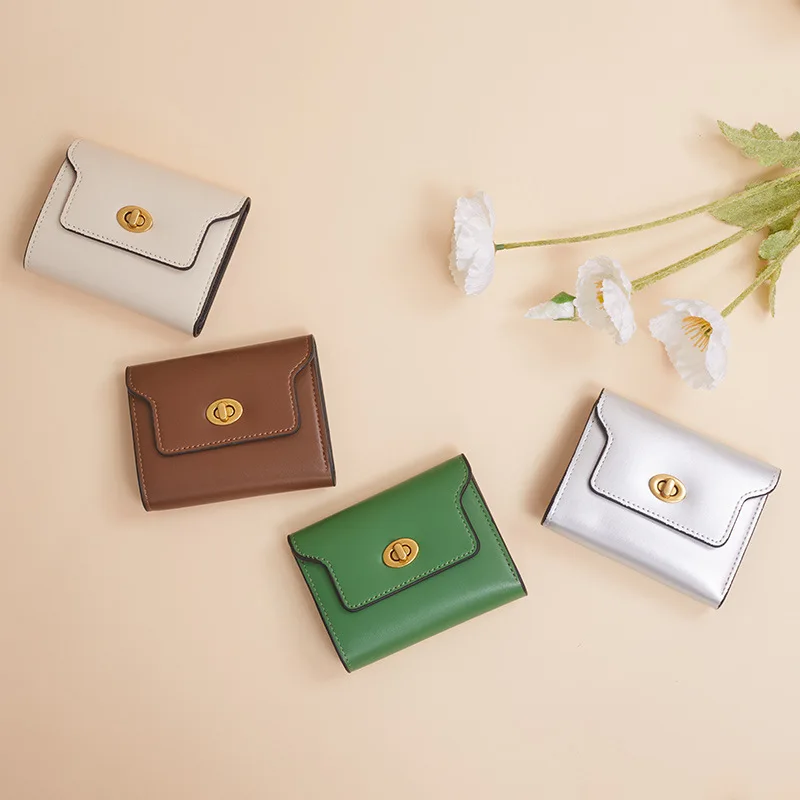 

Retro INS Trendy PU Leather Credit Card Holder for Women Luxury Fashion Solid Ladies Classic Short Wallet Coin Money Mini Purse