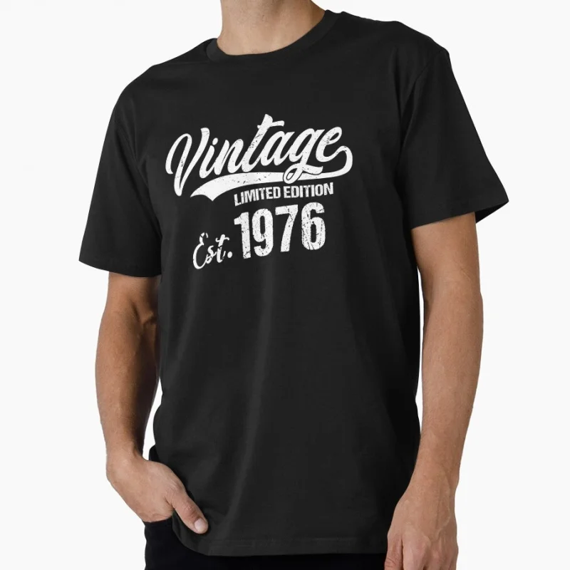 

70s Retro Born in 1976 vintage 50th birthday gift Gift T shirt Men's 100% cotton Short Sleeve Graphic clothes All size tee S-6XL