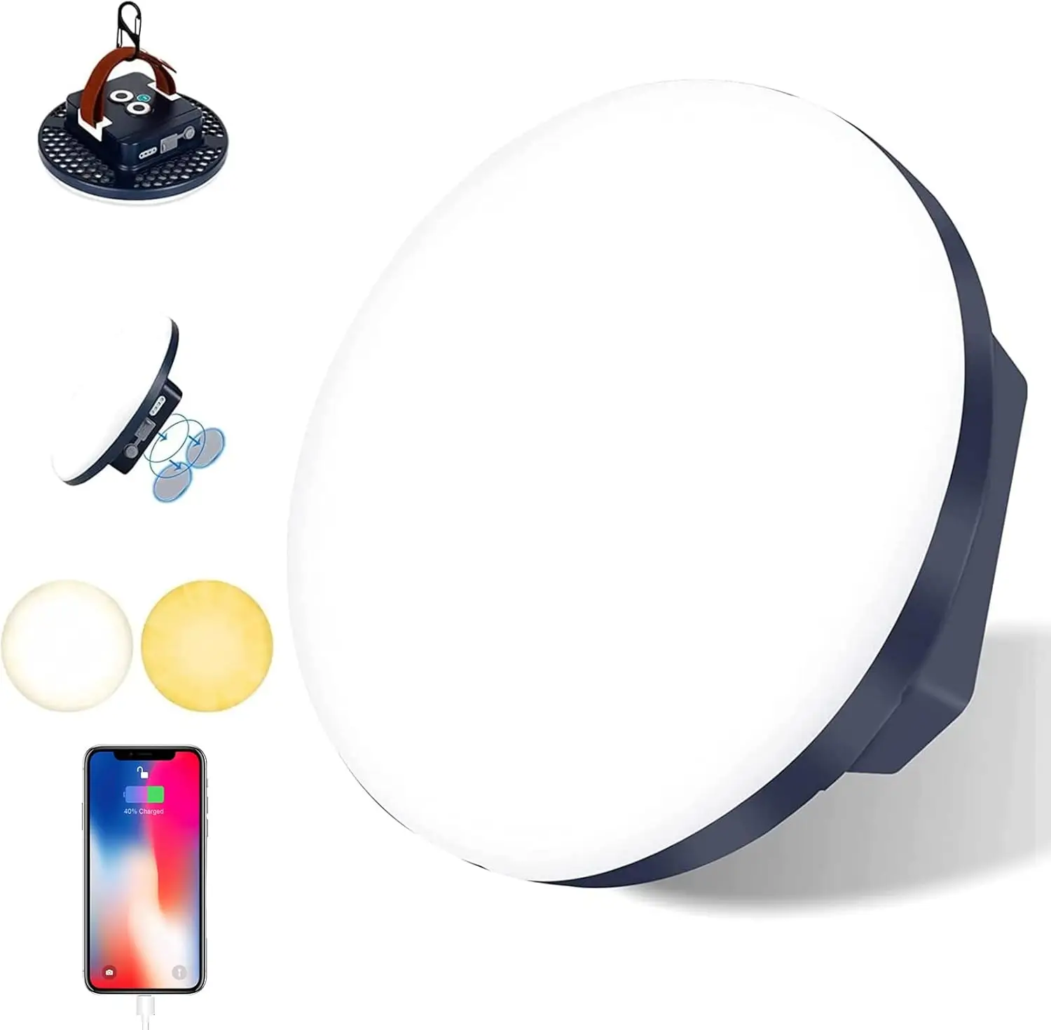 

Перезаряжаемый светодиодный кемпинговый фонарь 16500 мАч с магнитом, водонепроницаемый IP65, свет 3000 лм для активного отдыха на природе